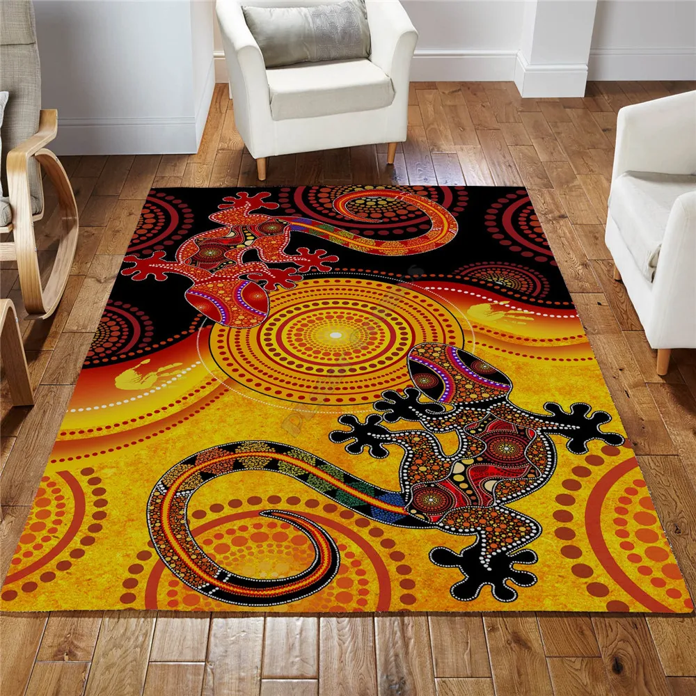 

Aboriginal Australia Indigenous Lizards and the Sun Rug 3d printed Non-slip Mat Dining Room Living Room Soft Bedroom Carpet