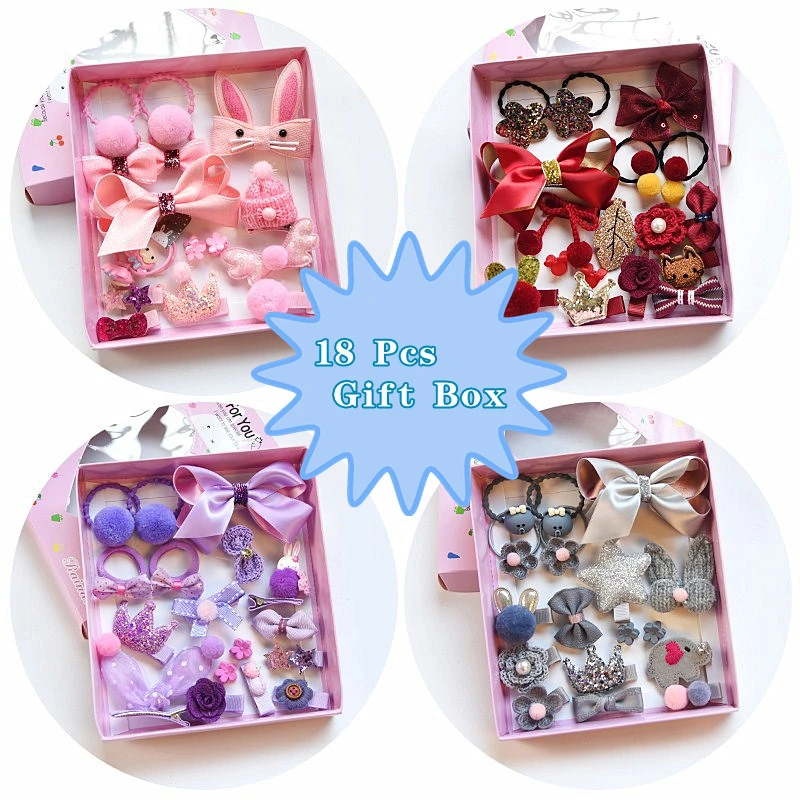 18 шт./компл. подарки коробка детская модная шпилька для волос повязка на голову в