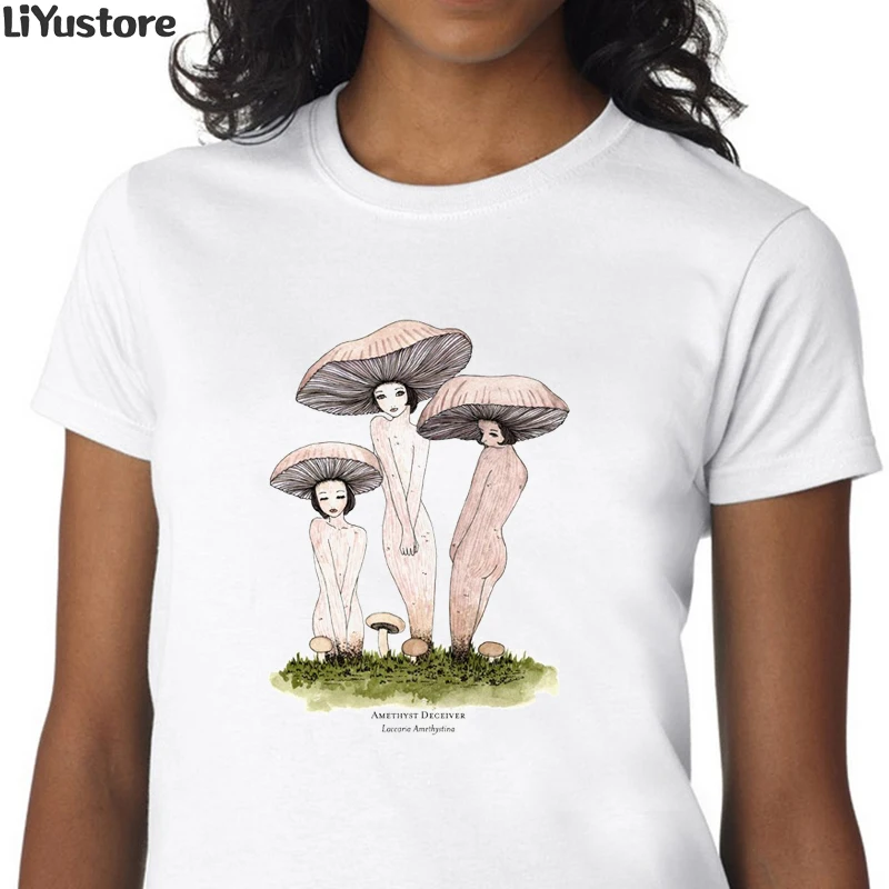 

2021 NEW Women's T-shirt Printed girl Mushroom Pink Retro Ute T-shirt Women's only Beauty T-Shirt Top Tumblr Short Sleeve Women