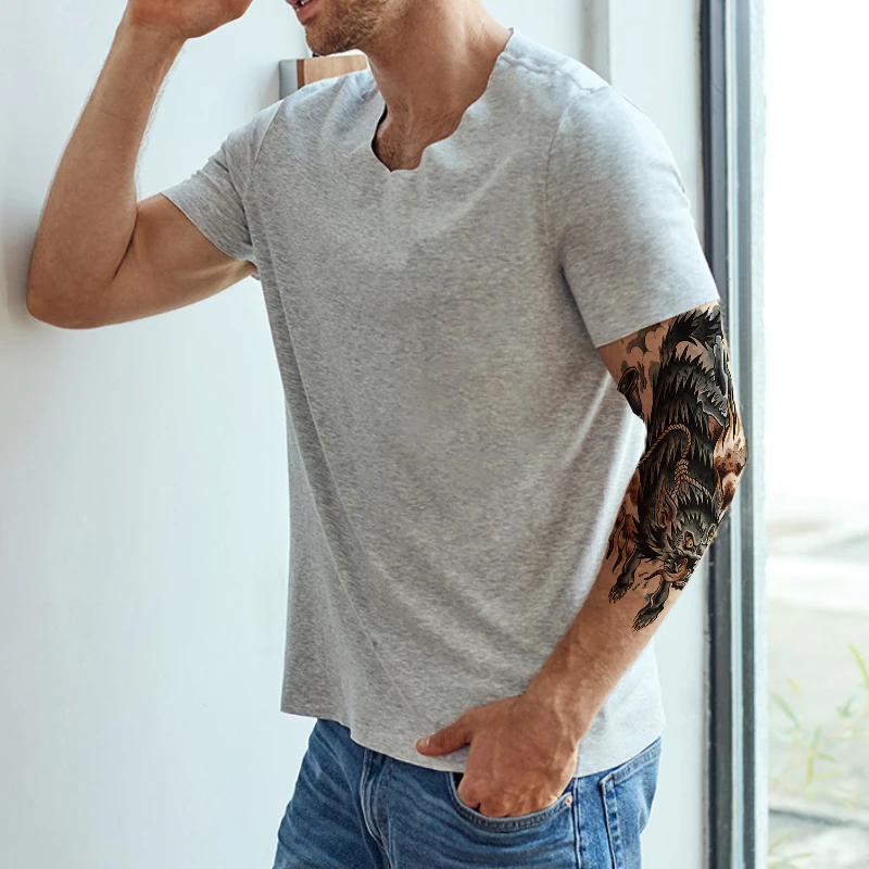 Animal Tattoo Body Art Sticker Ferocity Lion Wolf Tiger Design Fashion Waterproof Temporary for Woman Man Sleeve Arms Leg | Красота и