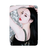 youhaken beauty star shape fashion pocket mirror folding leather pu portable korean pop boy makeup travel wallet mirror