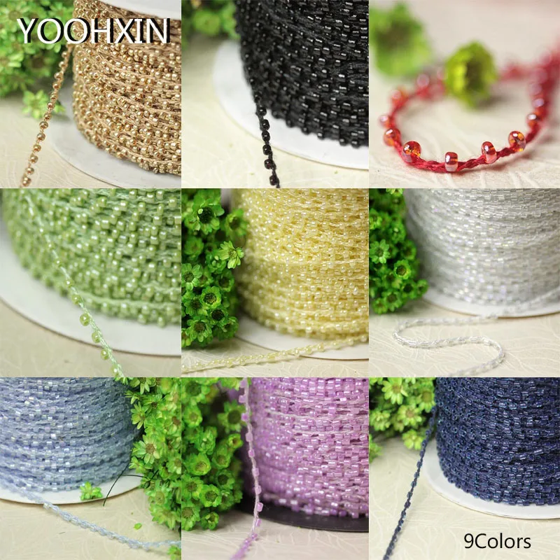 

HOT 9colors beads Embroidery flower lace fabric trim ribbon DIY sewing applique collar cord dress wedding cloth guipure decor