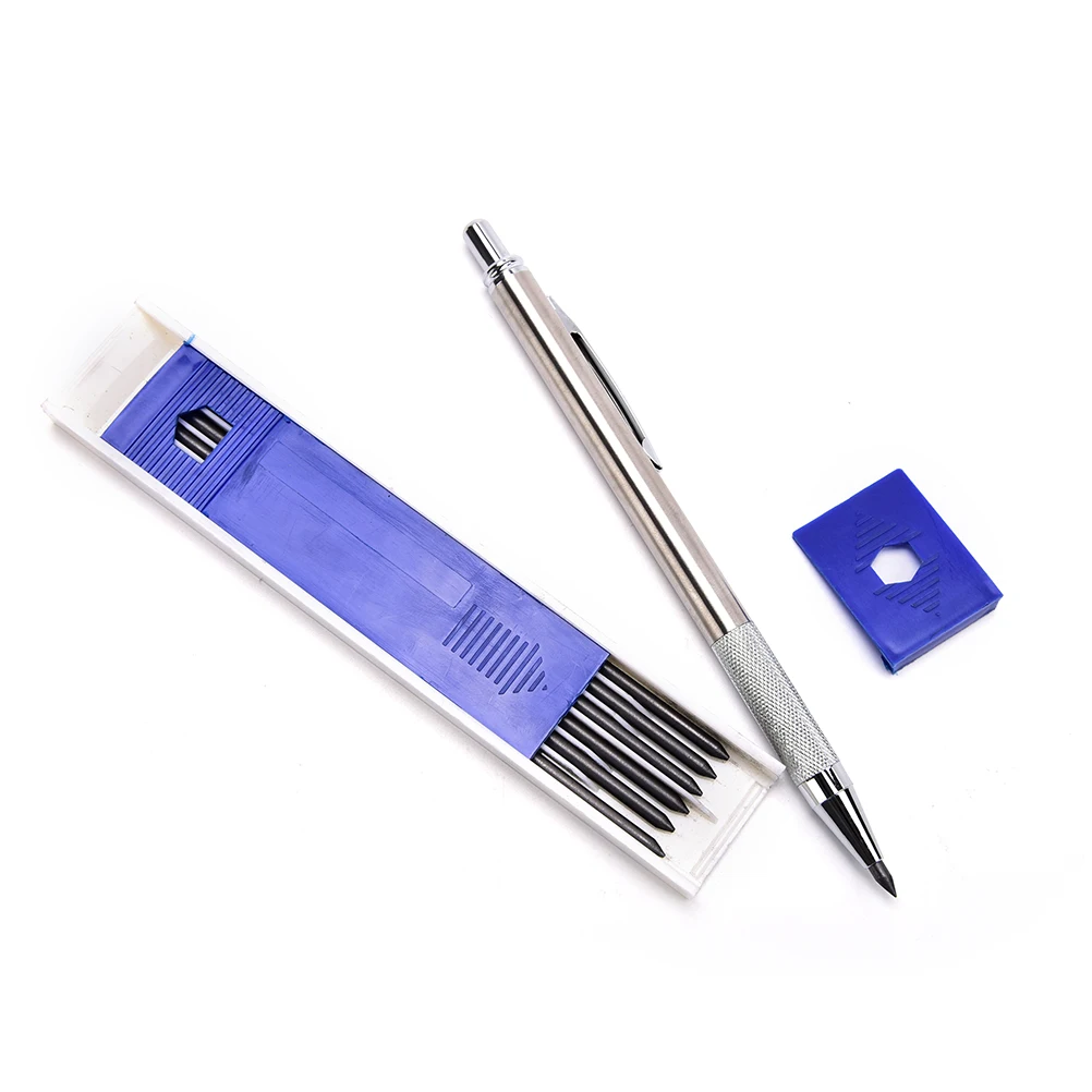 

1set Mechanical Pencil 3mm Metal Automatic Pencil Silver Mechanical Pens For Kids Writing Gift Student School Stationary