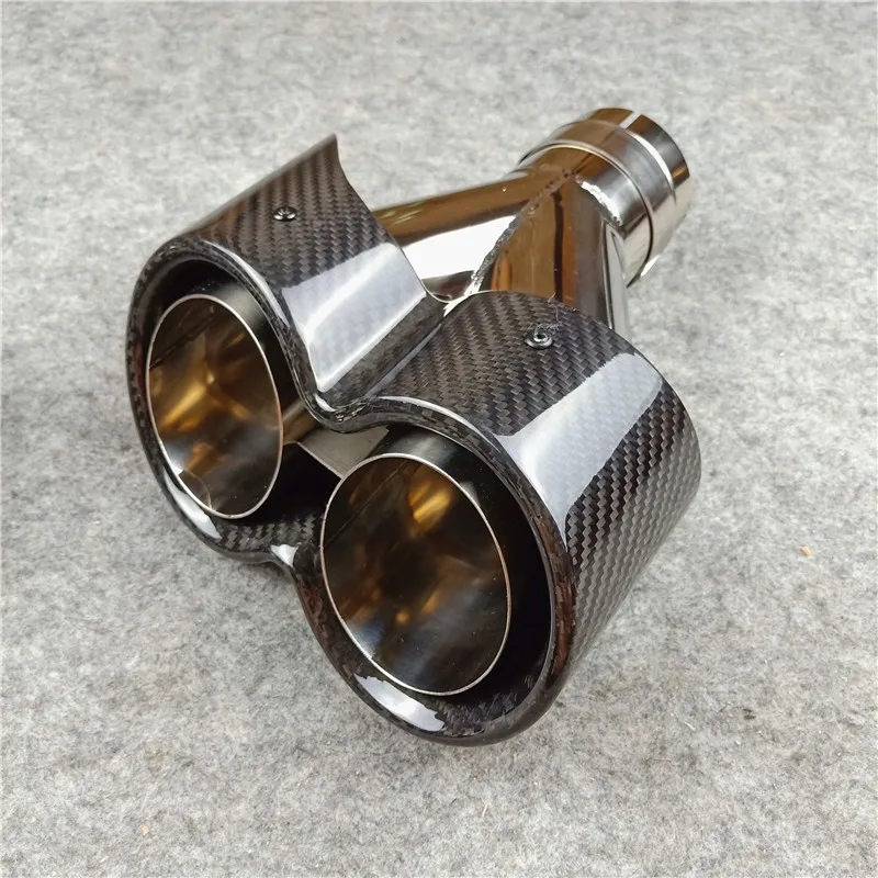 1 пара глянцевые насадки на выхлопные трубы из углеродного волокна + нержавеющая