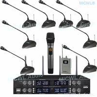 top quality 400 channel 8 desktop handheld headset lavalier wireless conference microphone system one year guarantee micwl d3880