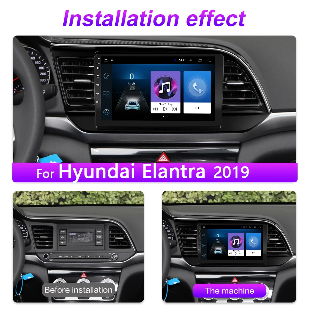 Для Hyundai Elantra 2019 2.5D 9-дюймовый экран Android автомобильный радиоприемник с навигацией