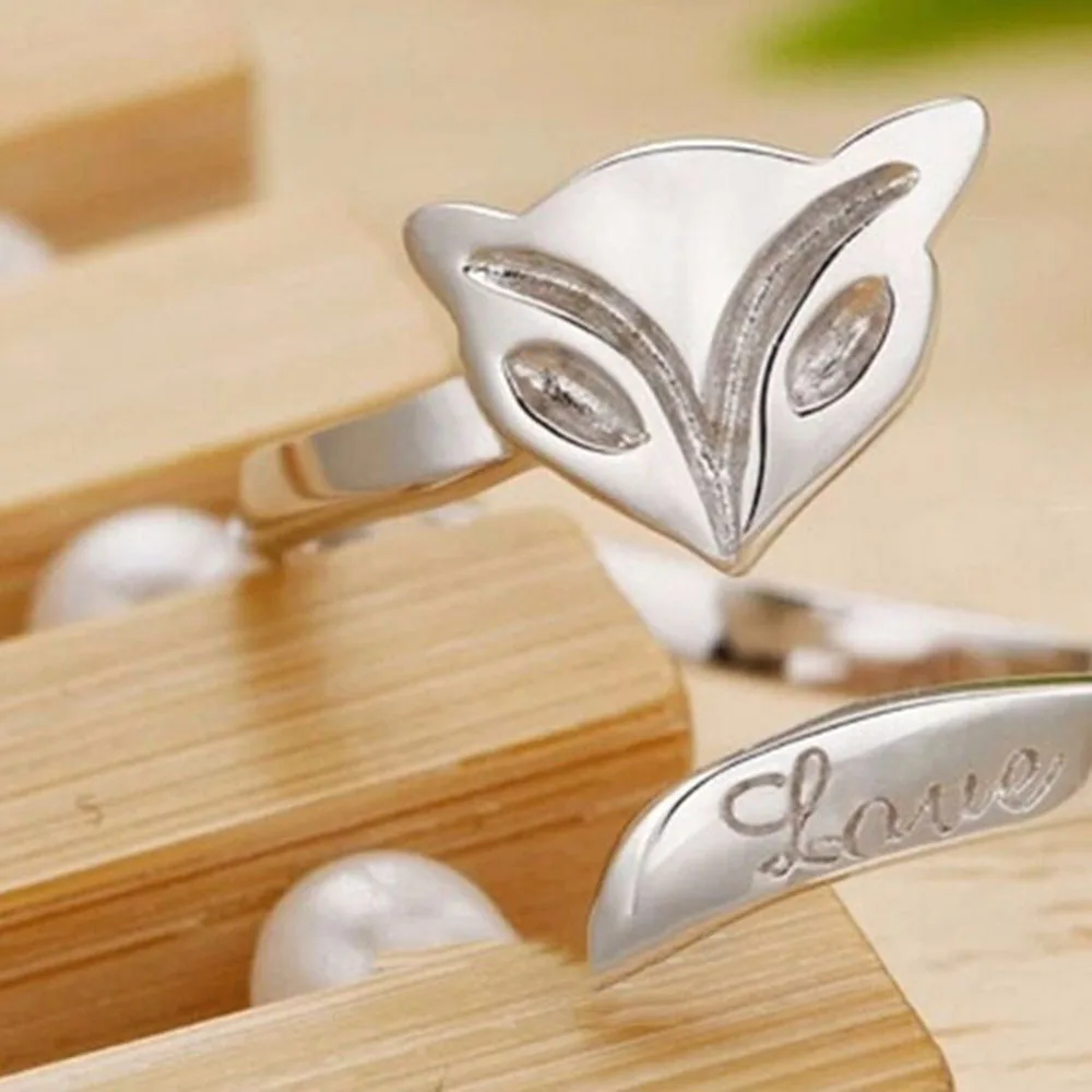 Модные женские ювелирные кольца милое симпатичное животное лиса изменяемый