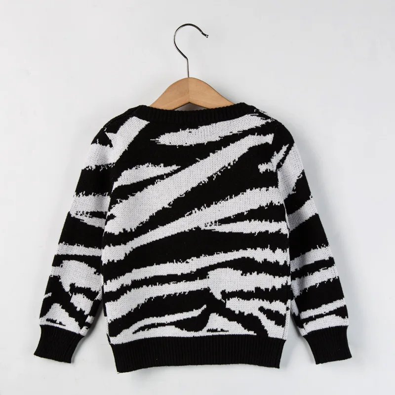 Детский хлопковый свитер с принтом зебры на осень/зиму |