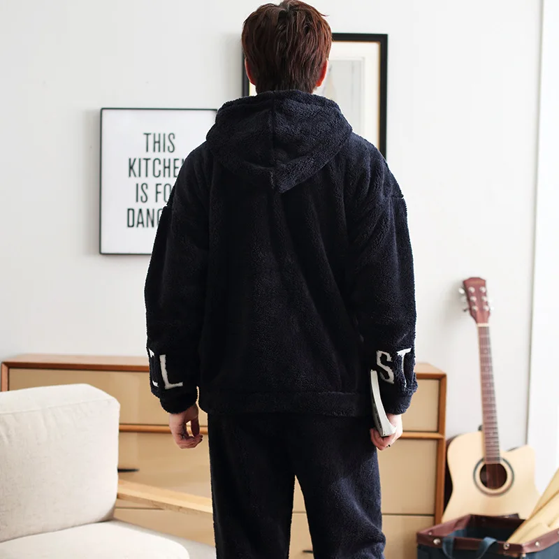 Korean Style Men's Pajamas Suit Casual Can Be Worn Outside Autumn and Winter Men's Plush Home Wear Pijama Invierno Hombre 2020