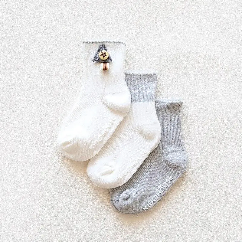 Calcetines antideslizantes con doble aguja para beb&eacute;s, calcet&iacute;n para primavera y oto&ntilde;o, 3 par/lote-5