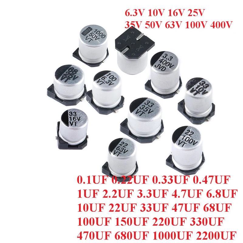 10 шт. SMD Алюминий электролитический конденсатор с алюминиевой крышкой 6 3 V 10V 16V