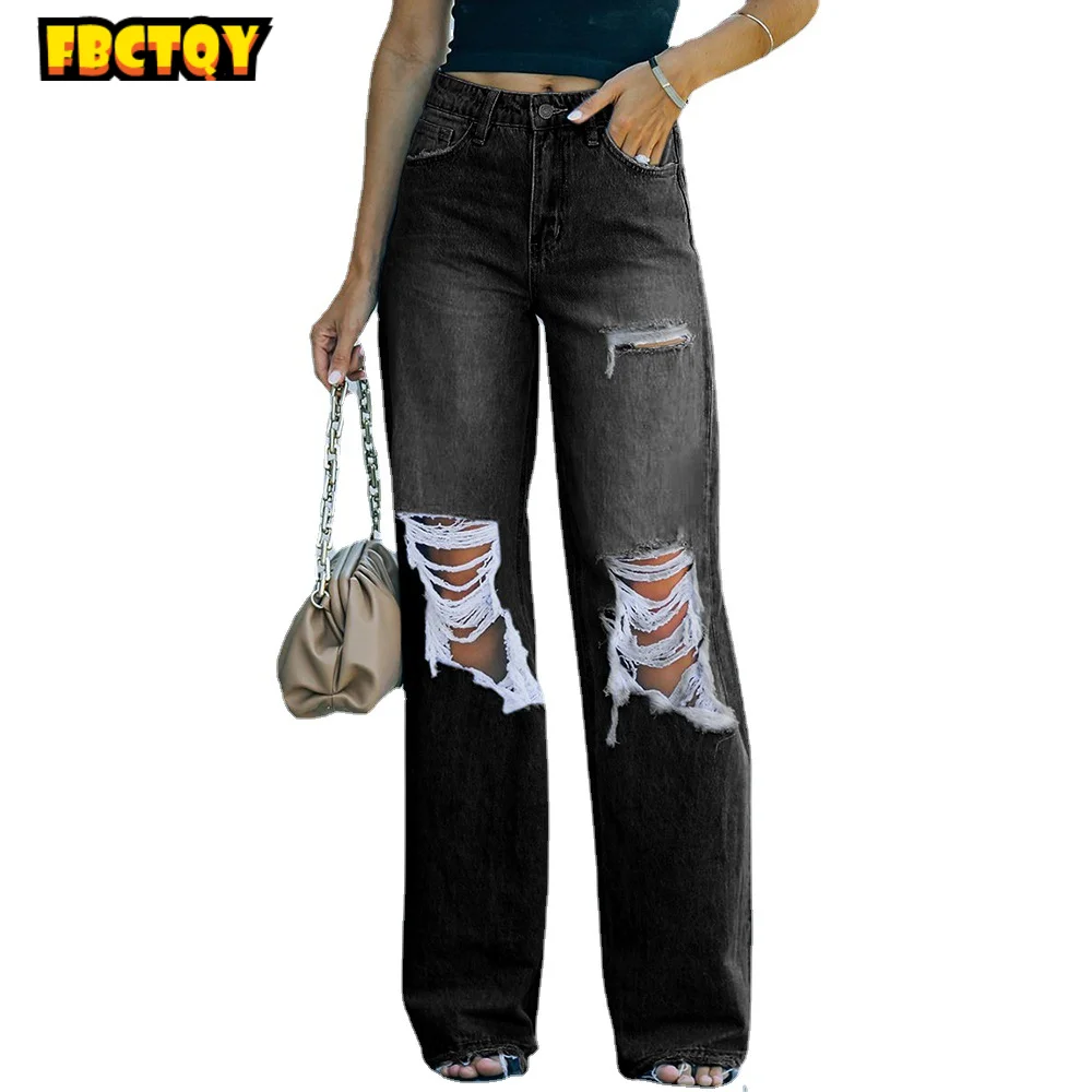 

Женские свободные рваные джинсы 2021, женские зимние и осенние Заводские узкие джинсы, оптовая продажа, джинсы для женщин, мешковатые джинсы, ...