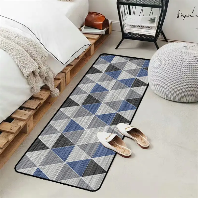 Простой серый клетчатый кухонный коврик с вышивкой Bubble Kiss немнущийся для входной