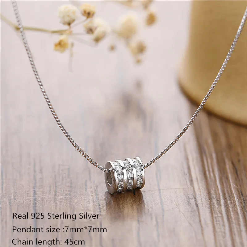

Buyee 100% 925 Sterling Silver Fashion Necklace Chain Women Luxury Cylindrical Inlaid Zircon Pendant Necklace for Women Jewelry