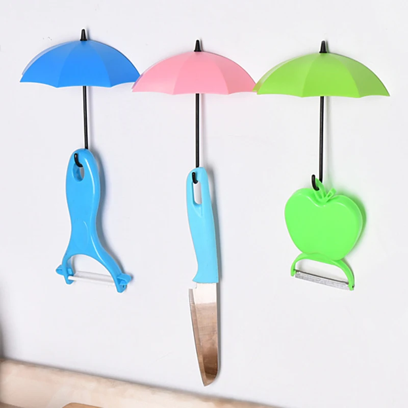 Liplasting 3 шт. милый зонт форма липкий держатель Вешалка самоклеющиеся стены двери