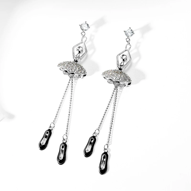 Модные женские висячие серьги Стразы длинные серьги-клипсы танцевальные