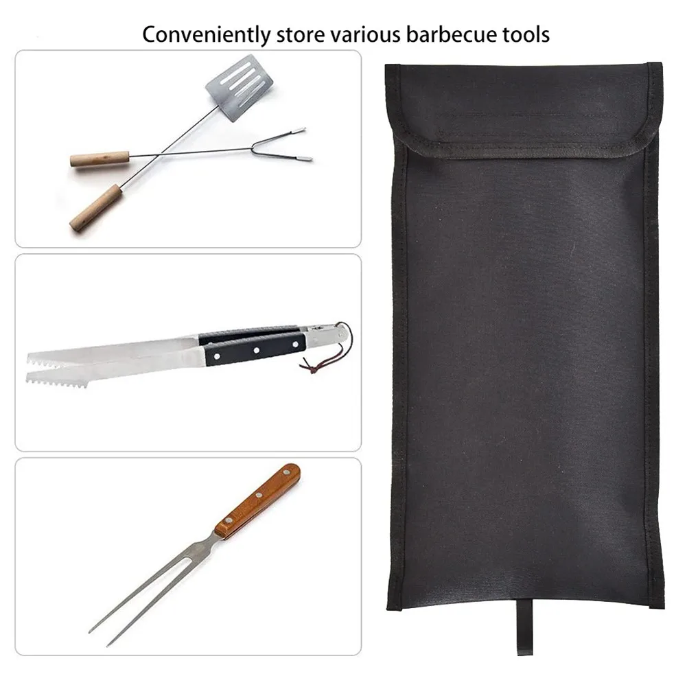 

BBQ Tool Storage Bags Barbecue Hardware Tool Holder Pouch Travel Camping Picnic Pouch Bag Cutlery Storage Holder Multi-use