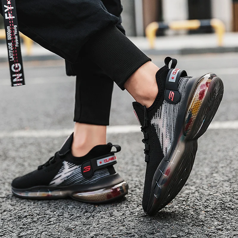 

Fashion Men running Shoes Breathable Flying weave Men Sneakers Casual Comfortable Shoes outdoor Non-slip Walking Jogging Shoes