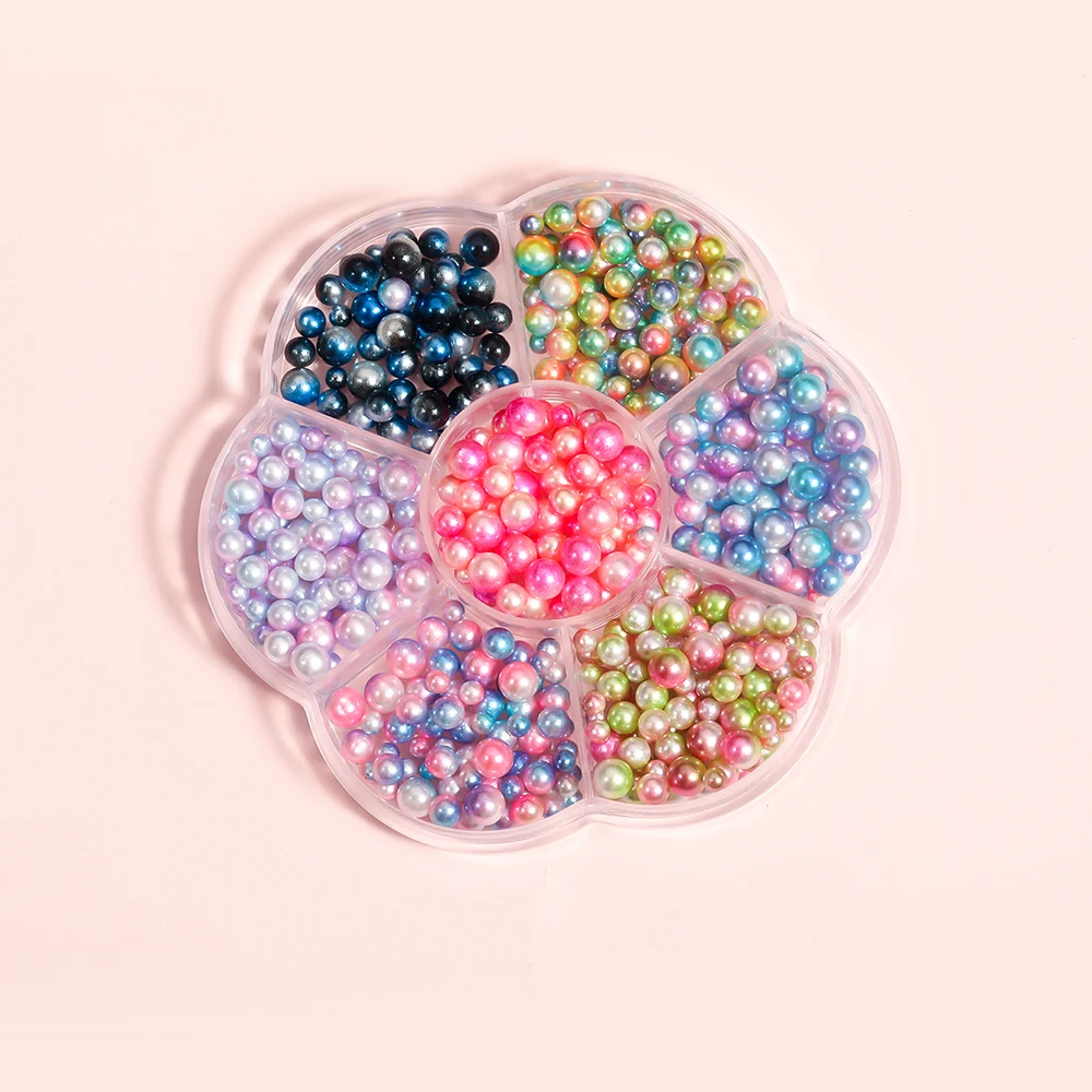 

Бусины-русалки для ногтей, разноцветные Круглые бусины, имитация высокого качества, искусственные жемчужины, аксессуары для украшения ногт...