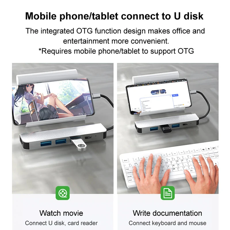 5 в 1 многофункциональный usb c hub 4k к