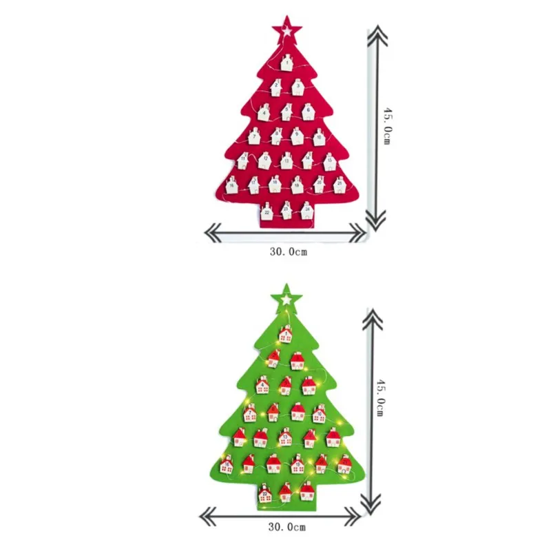 Рождественская светящаяся войлочная Подвеска для календаря с зеленым