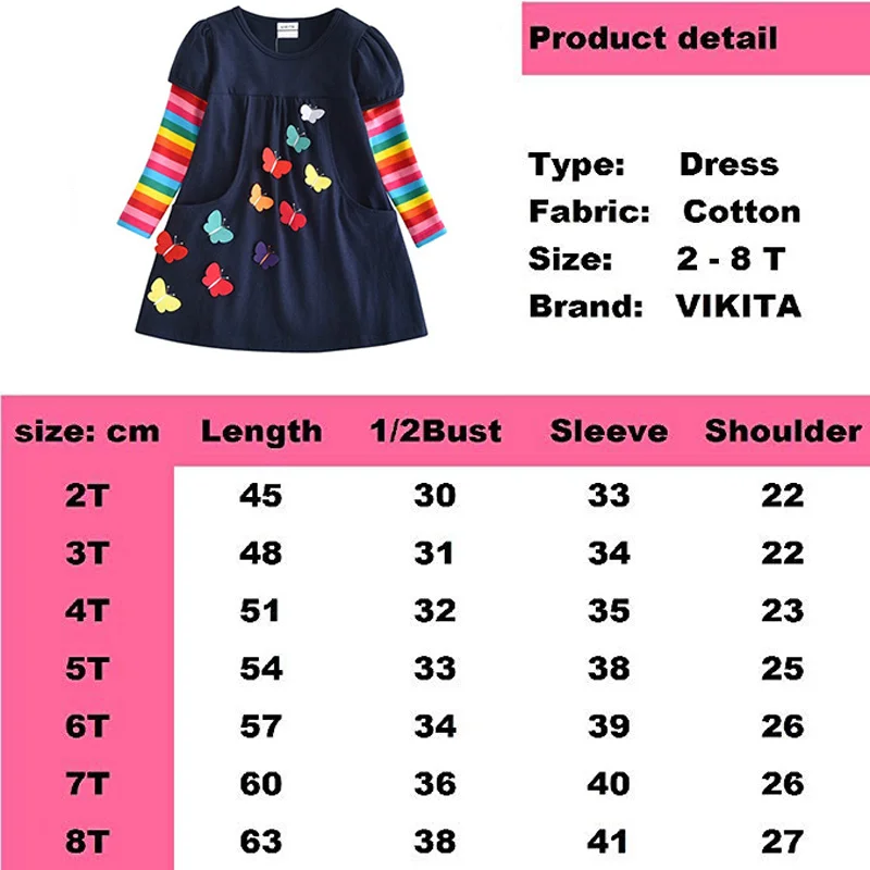 Платье для девочек с бабочками VIKITA платье длинным рукавом лоскутными | Детская