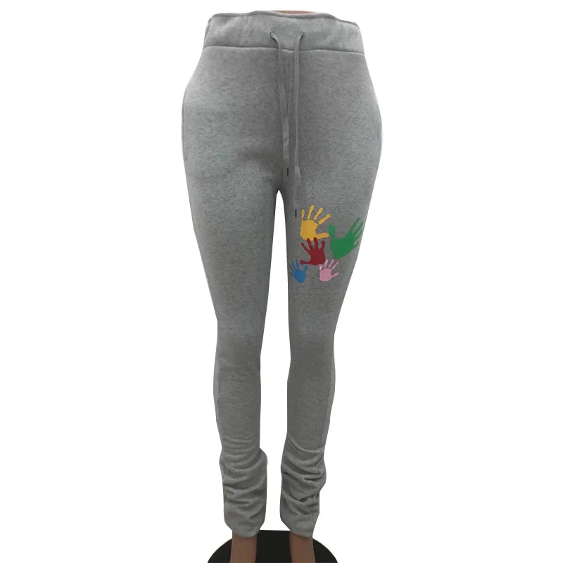 

Print Pants Leggings High Waist Bell Womens Bottom Trousers Sportswear Joggers Sweatpants