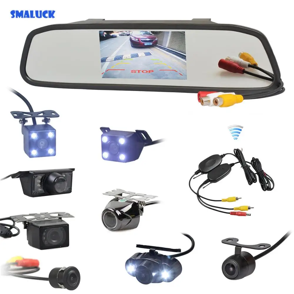 Автомобильное зеркало заднего вида SMALUCK беспроводное парковочное видео с