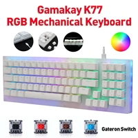 Gamakay K77 Keys Hot Swappable Mechanical Gaming Keyboard RGB Tyce-C Wired Gateron Switch NKRO Translucent Glass Base 32K ROM