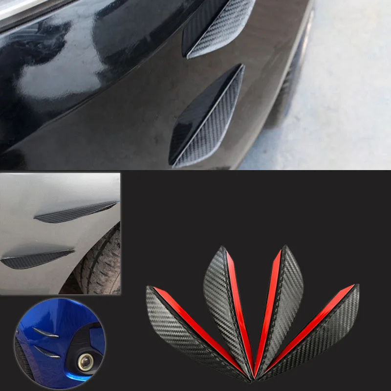 4 шт. углеродное волокно подходит для переднего бампера губ сплиттер воздушный