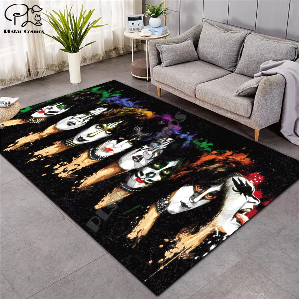 KISS Rock Shaggy Fluffy Anti-Skid Area Floor Mat 3D Rug Non-slip Dining Room Living Soft Child Bedroom Carpet ST06 | Дом и сад