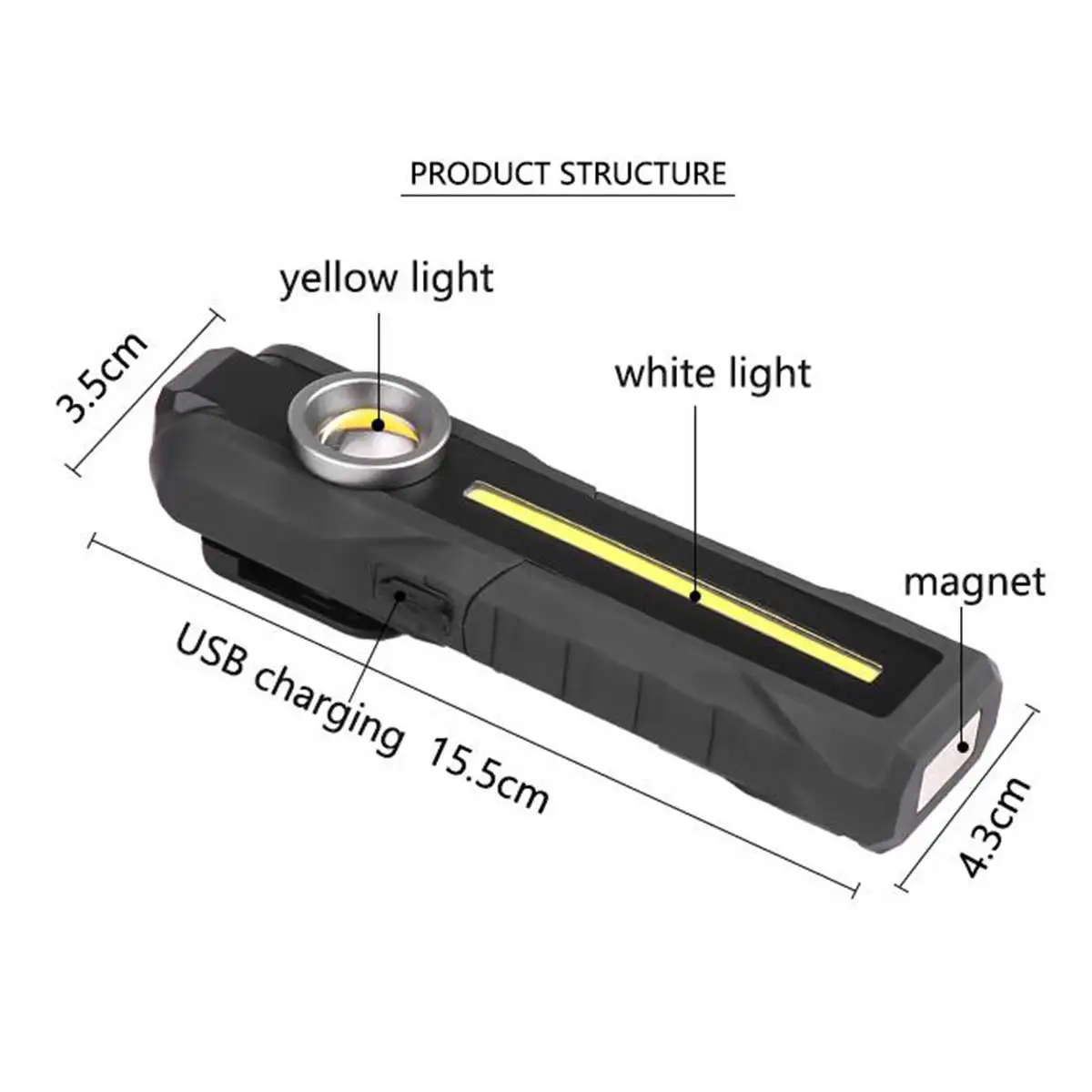 

Flashlight Stick Rechargeable LED COB Work Strong Lamp Portable Magnetic Folding USB Charging Handheld Flashlight
