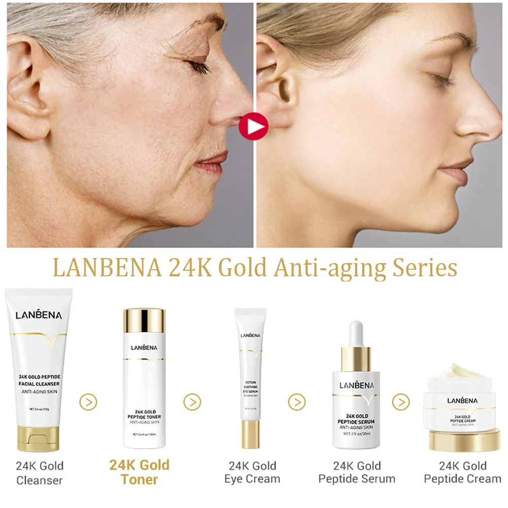 

LANBENA 24K Gold Peptide Anti Wrinkle Face Cream Anti Aging Serum Anti-aging Series Remove Fine Lines Eye Serum Face Skin Care