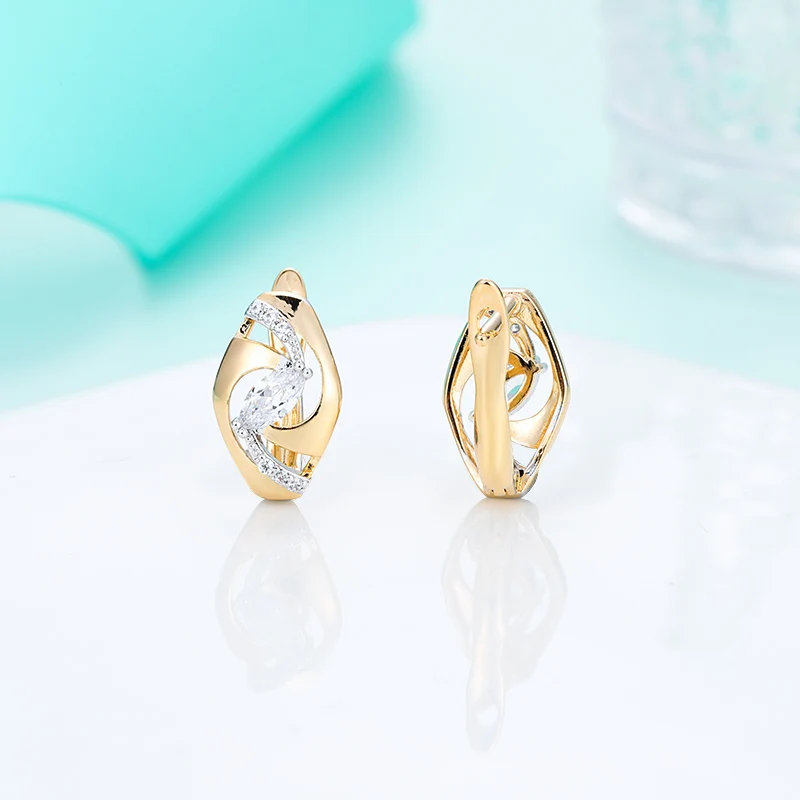 Модные Позолоченные полые серьги с микро инкрустацией женское ювелирное изделие