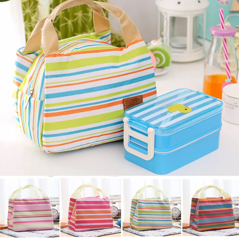 

Insulated Lunch Bag For Kids Waterproof Aluminum Foil Bag Stripe Thicken Thermal Lnsulation Lunch Box Hot Food Picnic Lunch Bag