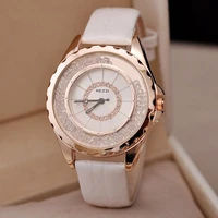 kezzi brand luxury ladies watch fashion fine rhinestone crystal dial high quality pu strap waterproof quartz watch for women