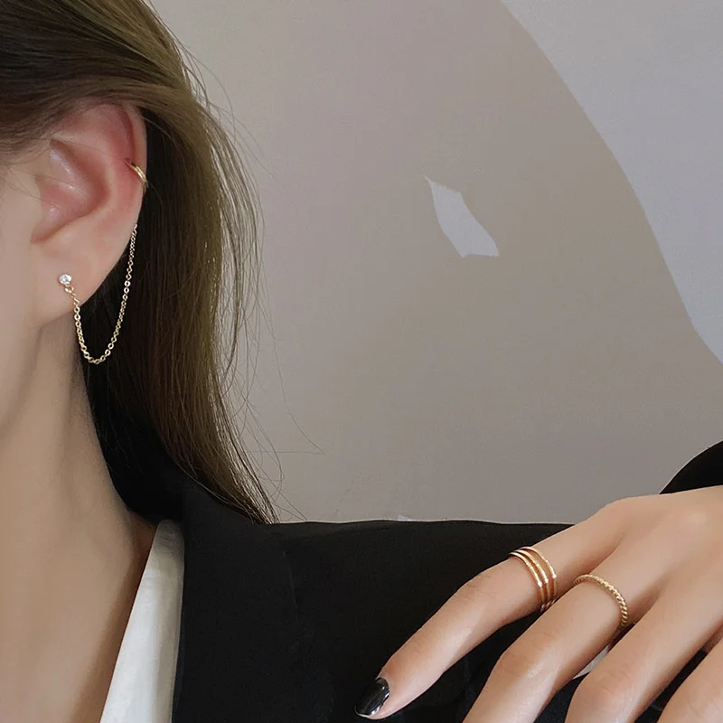 

Silver Needle Personalized Chain Ear 2021 Hyperbole Wholesale Earrings for Girls European Wedding