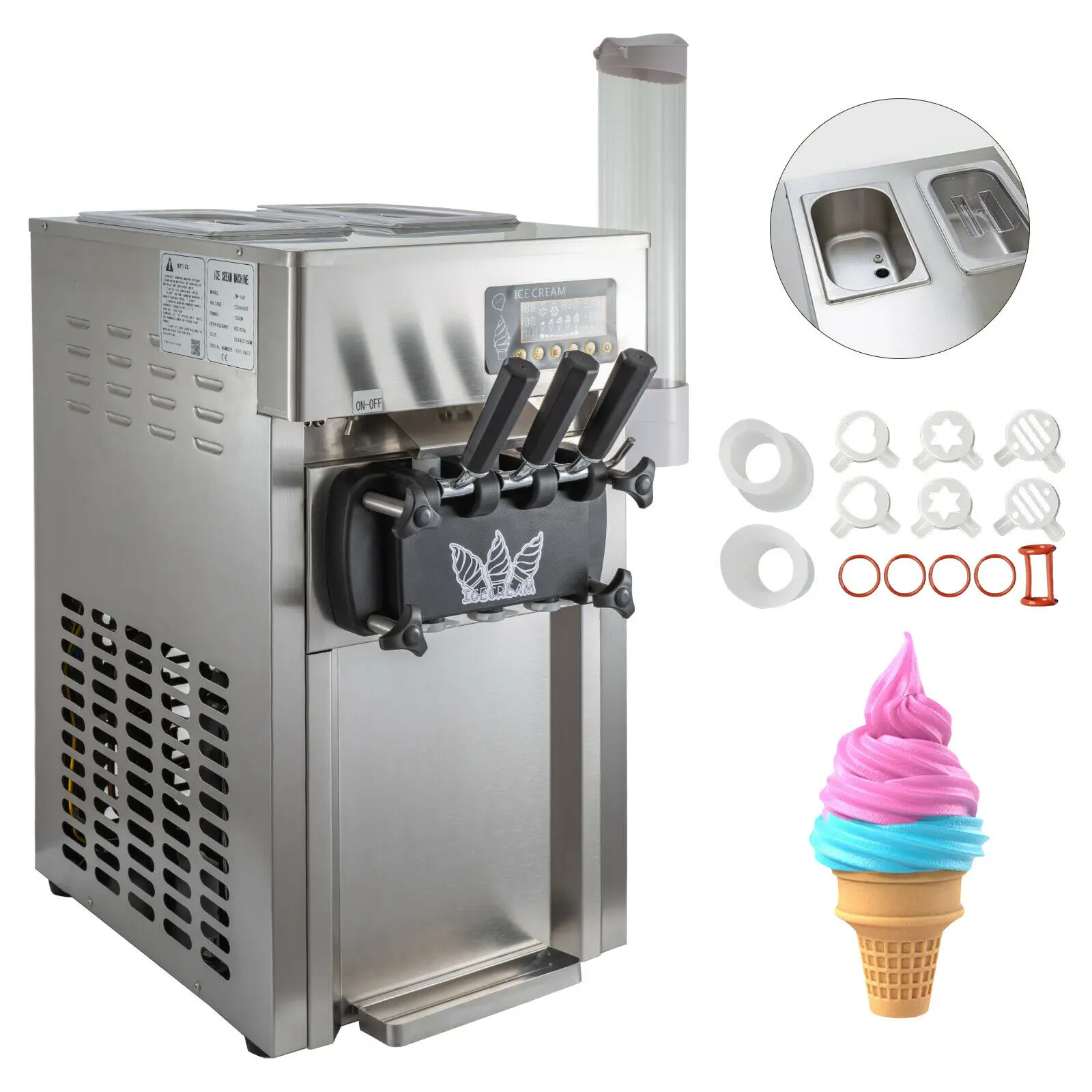 

Ice Cream Machine 3 Flavors 18L/H Ice Cream Commercial Soft Serve Maker