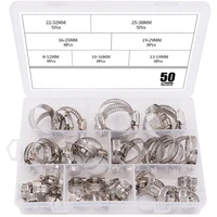 50 piece 8 38mm range stainless steel adjustable worm gear hose clamps assortment kit for water pipe