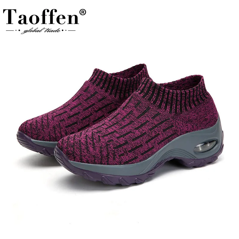Taoffen/вязаная женская Вулканизированная обувь модные эластичные разноцветные