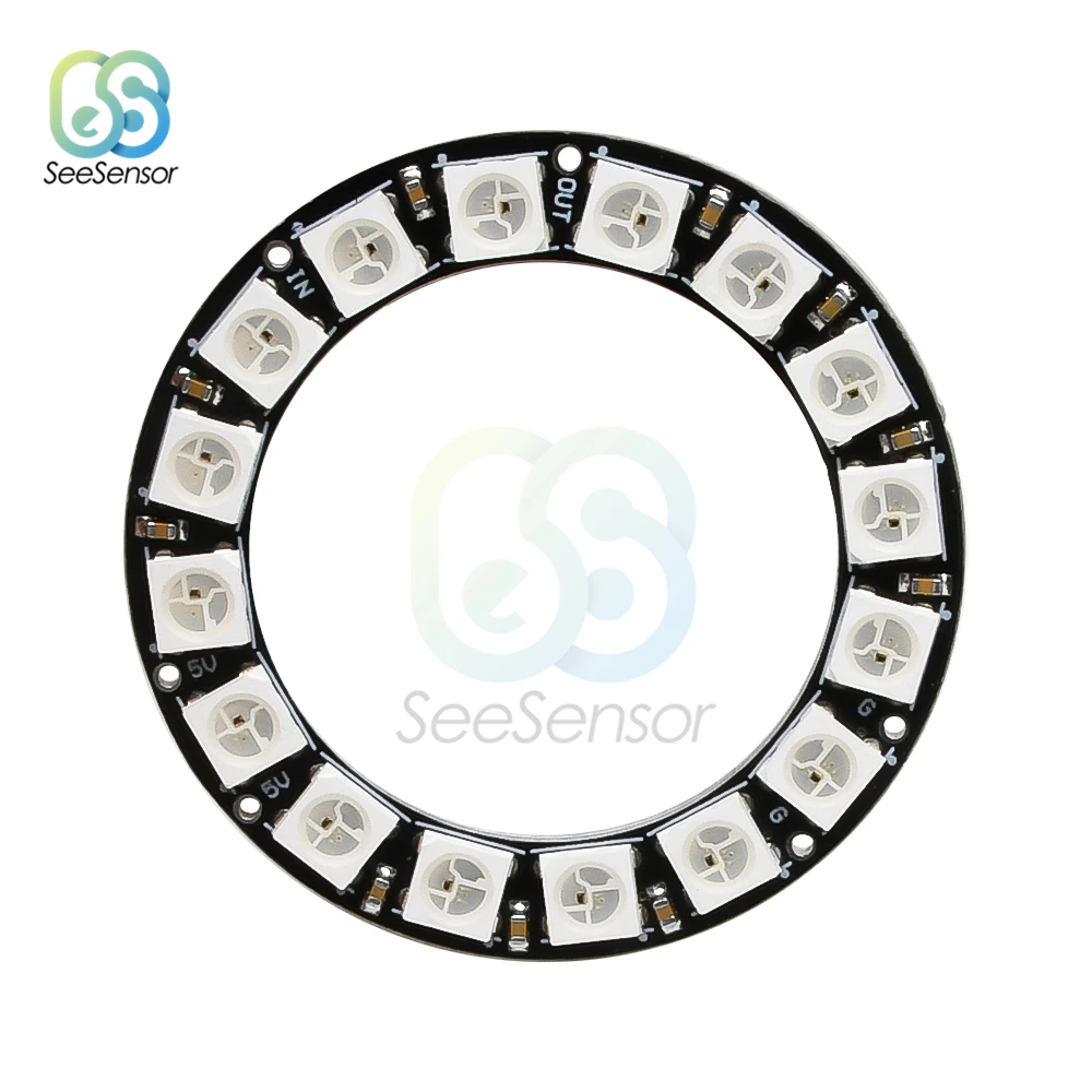 RGB LED Ring 16Bits LEDs WS2812 5050 Lamp Light with Integrated Drivers For Arduino DIY Kit | Инструменты