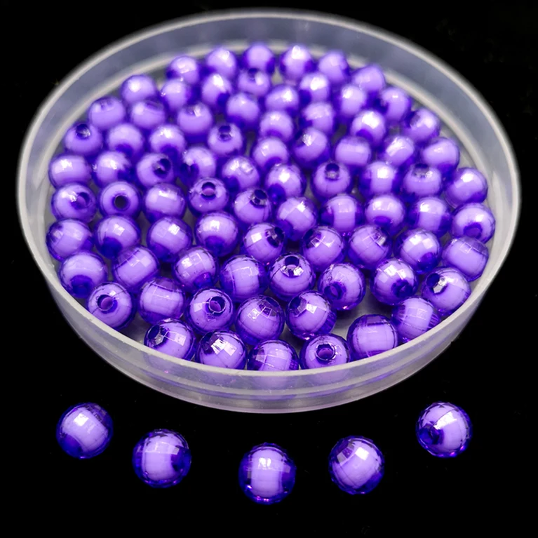 Purple 8 мм/10 мм граненые круглые бусины акриловые бусины для изготовления ювелирных изделий браслет ожерелья подвески DIY - Цвет: Purple