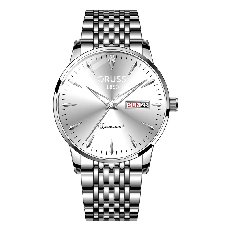 

Quartz steel waterproof quartz watch automatic movement watch men's watch Korean version simple luminous double calendar fashion