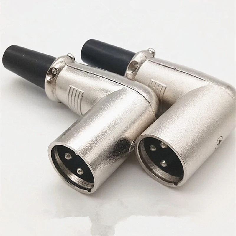 

2Pcs 3Pin high quality XLR Adapter 90 Degree L Type 3-pole XLR Female Male right-Angle Microphone Connector MIC Adapter welding