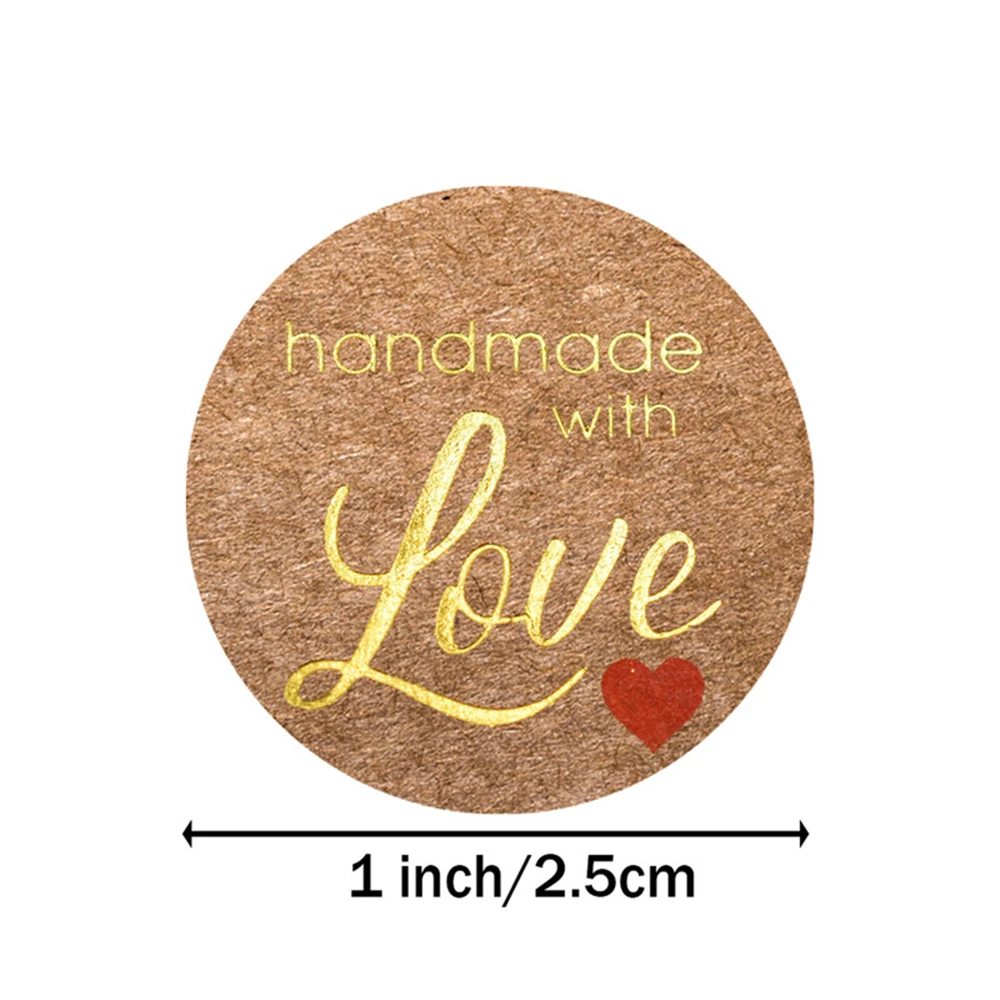 500 Pcs Homemade with Love Kraft Paper Stickers Envelope and Package Seal Labels Scrapbooking Decoration Stationery Supplies |