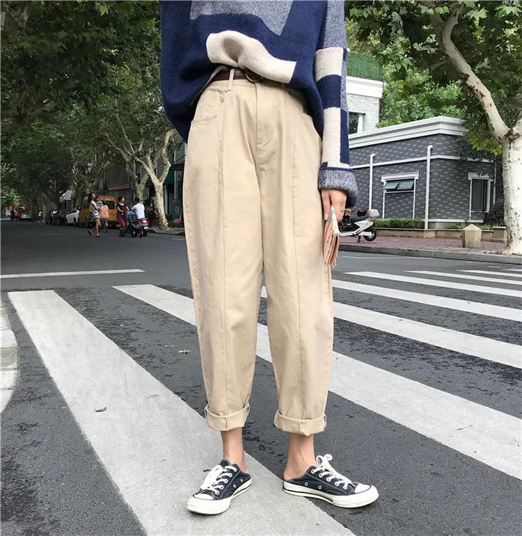 Джинсы женские Kawaii милые универсальные простые Harajuku уличная мода повседневные с высокой талией свободные джинсовые женские брюки шикарные