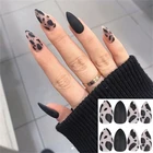 Наращивание ногтей Tai Chi черно-белые 24 шт. французские накладные ногти искусственные ногти миндаль с дизайном Декор ногтей инструменты для маникюра