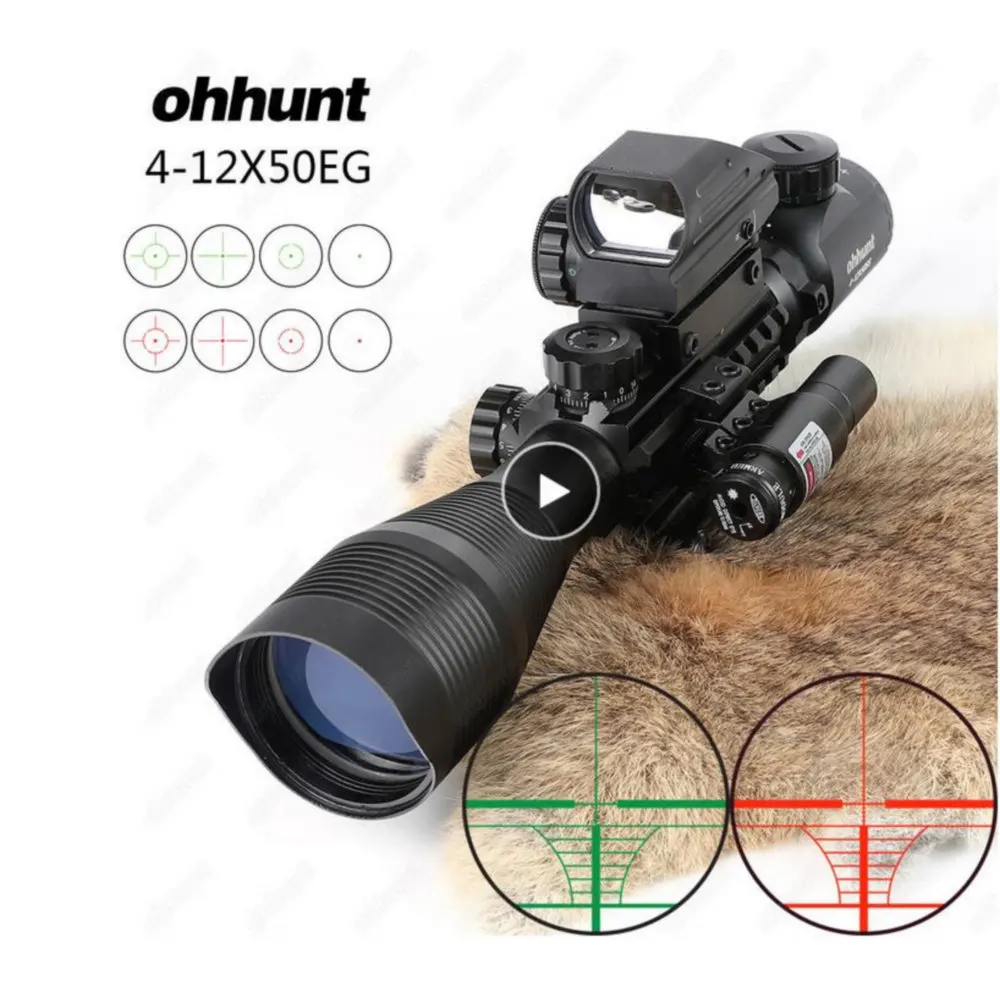 Ohhunt 4 12X50 прицел с подсветкой дальномер голографический для винтовки сетки 11 мм и