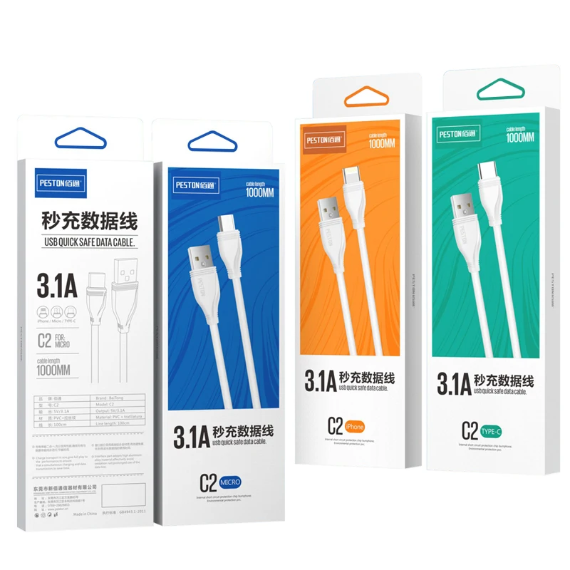 Кабель Micro USB C2 для быстрой зарядки 3 1 А м кабель Huawei iPhone 6 7 8 X XR Max Samsung Xiaomi Type-C |