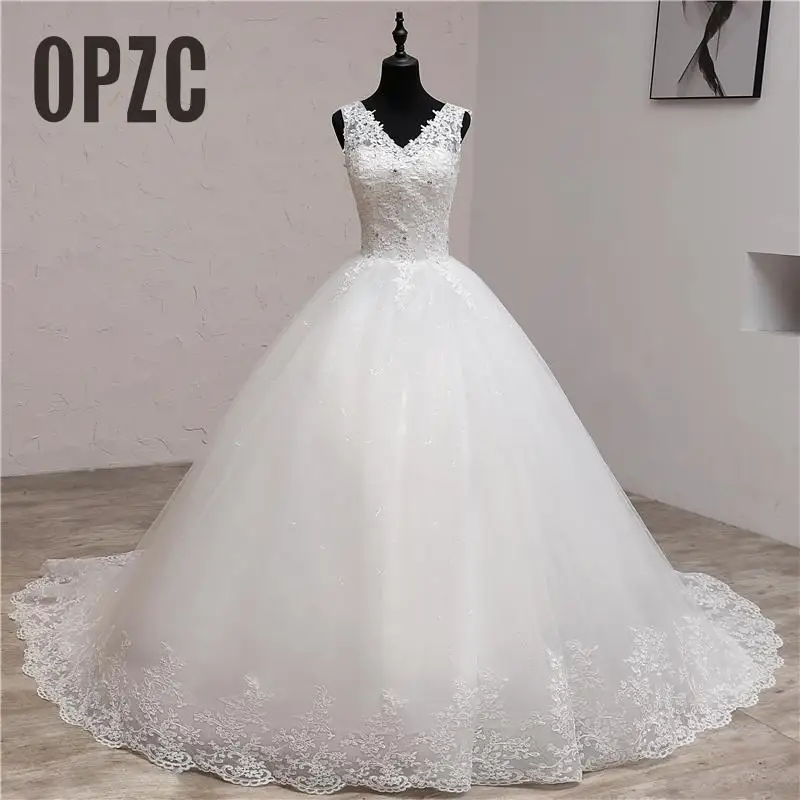 Lace Embroidery 2022 Spring Africa Style  Wedding Dress Long Train Sweet Elegant Plus Size Vestido De Noiva Bride V Neck 7